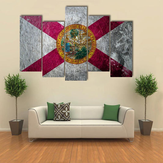 State Flag Of Florida Canvas Wall Art-5 Pop-Gallery Wrap-47" x 32"-Tiaracle