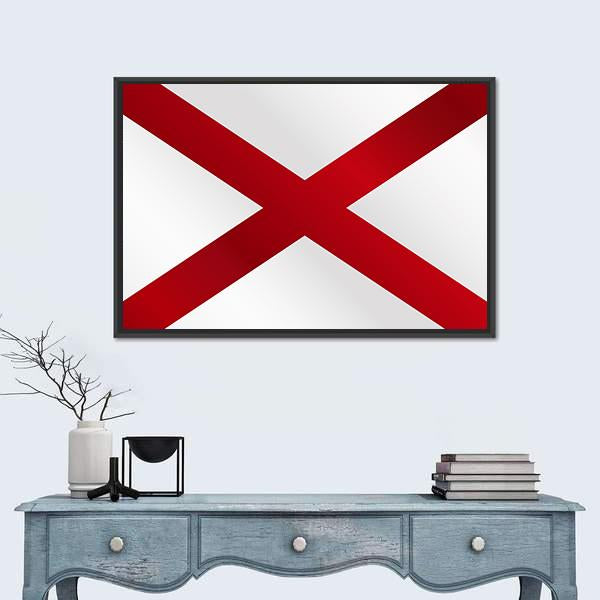 State Of Alabama Flag Canvas Wall Art-1 Piece-Floating Frame-24" x 16"-Tiaracle