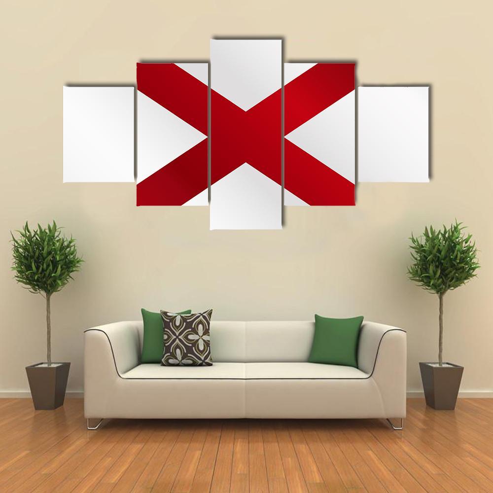 State Of Alabama Flag Canvas Wall Art-5 Star-Gallery Wrap-62" x 32"-Tiaracle