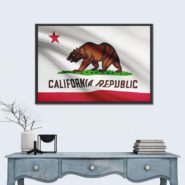 State Of California Flag Canvas Wall Art-1 Piece-Floating Frame-24" x 16"-Tiaracle