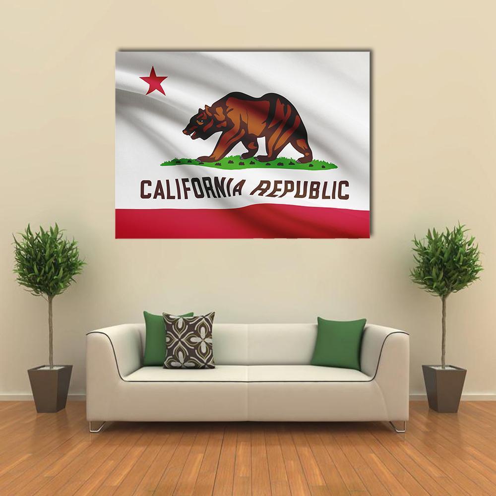 State Of California Flag Canvas Wall Art-1 Piece-Gallery Wrap-48" x 32"-Tiaracle
