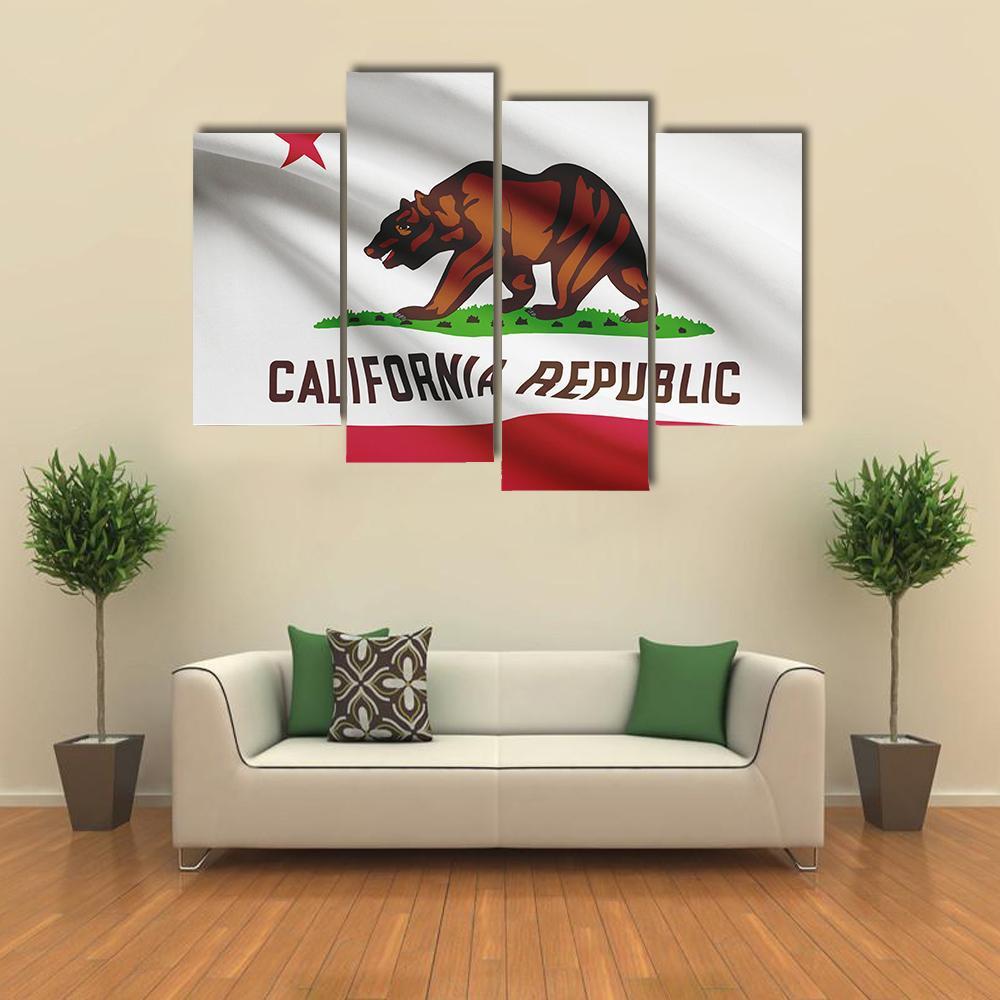 State Of California Flag Canvas Wall Art-4 Pop-Gallery Wrap-50" x 32"-Tiaracle