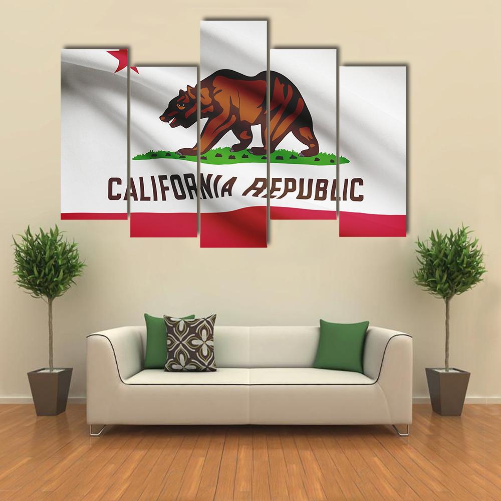State Of California Flag Canvas Wall Art-5 Pop-Gallery Wrap-47" x 32"-Tiaracle