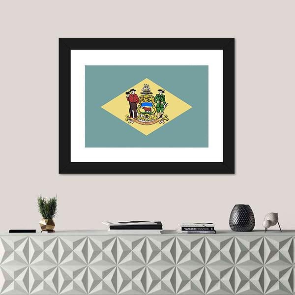 State Of Delaware Flag Canvas Wall Art-1 Piece-Framed Print-20" x 16"-Tiaracle