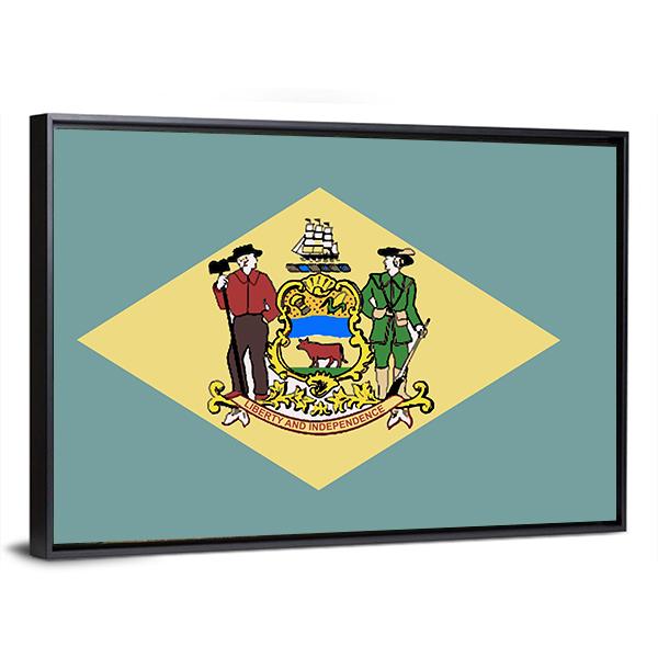 State Of Delaware Flag Canvas Wall Art-3 Horizontal-Gallery Wrap-25" x 16"-Tiaracle