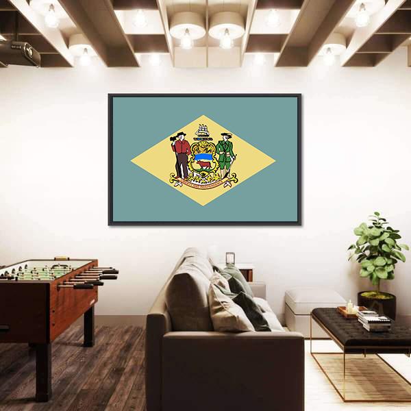 State Of Delaware Flag Canvas Wall Art-3 Horizontal-Gallery Wrap-25" x 16"-Tiaracle