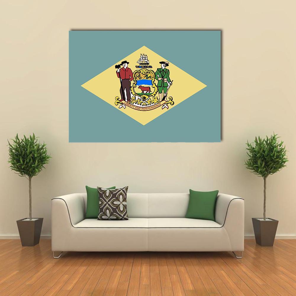 State Of Delaware Flag Canvas Wall Art-1 Piece-Gallery Wrap-48" x 32"-Tiaracle
