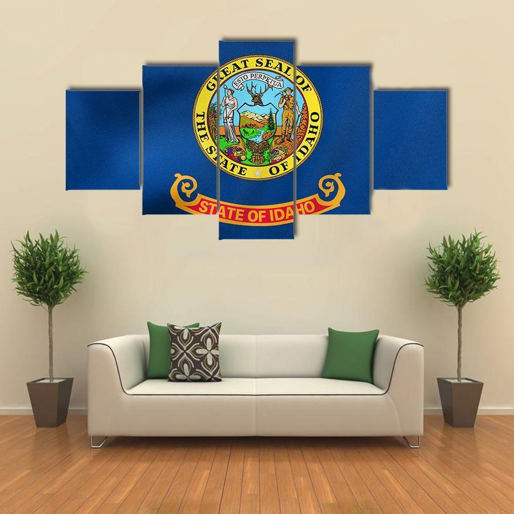 State Of Idaho Flag Canvas Wall Art-5 Star-Gallery Wrap-62" x 32"-Tiaracle