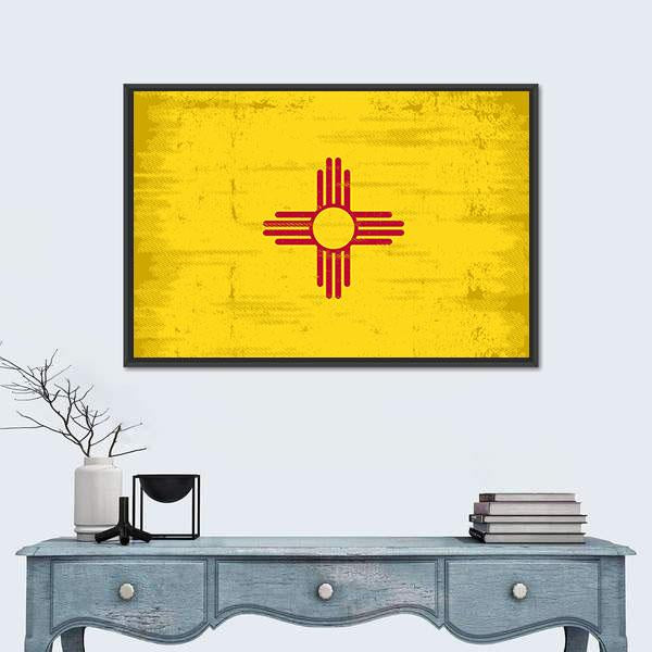 State Of New Mexico Flag Canvas Wall Art-1 Piece-Floating Frame-24" x 16"-Tiaracle