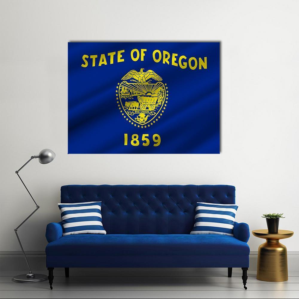 State Of Oregon Flag Canvas Wall Art-1 Piece-Gallery Wrap-48" x 32"-Tiaracle
