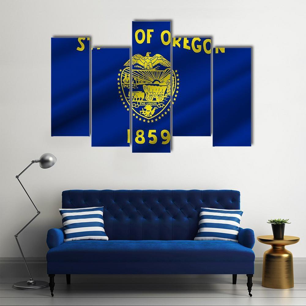 State Of Oregon Flag Canvas Wall Art-5 Pop-Gallery Wrap-47" x 32"-Tiaracle