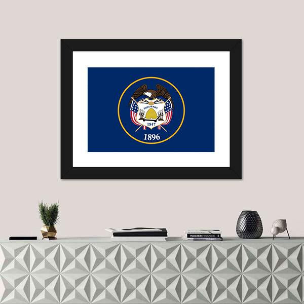 State Of Utah Flag Canvas Wall Art-1 Piece-Framed Print-20" x 16"-Tiaracle