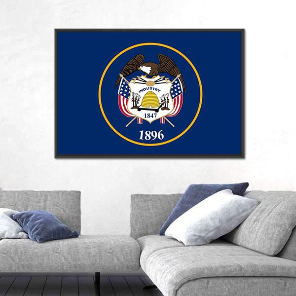 State Of Utah Flag Canvas Wall Art-3 Horizontal-Gallery Wrap-25" x 16"-Tiaracle
