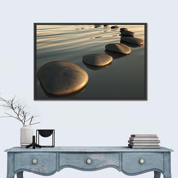 Step Stones To The Sunset Canvas Wall Art-1 Piece-Floating Frame-24" x 16"-Tiaracle