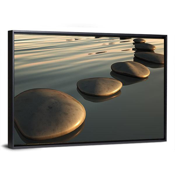 Step Stones To The Sunset Canvas Wall Art-3 Horizontal-Gallery Wrap-25" x 16"-Tiaracle