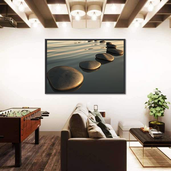 Step Stones To The Sunset Canvas Wall Art-3 Horizontal-Gallery Wrap-25" x 16"-Tiaracle