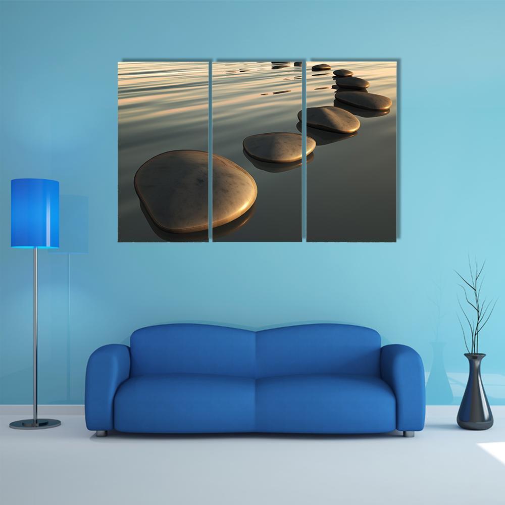 Step Stones To The Sunset Canvas Wall Art-3 Horizontal-Gallery Wrap-37" x 24"-Tiaracle