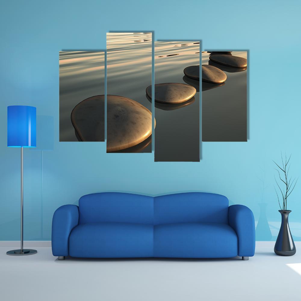 Step Stones To The Sunset Canvas Wall Art-4 Pop-Gallery Wrap-50" x 32"-Tiaracle