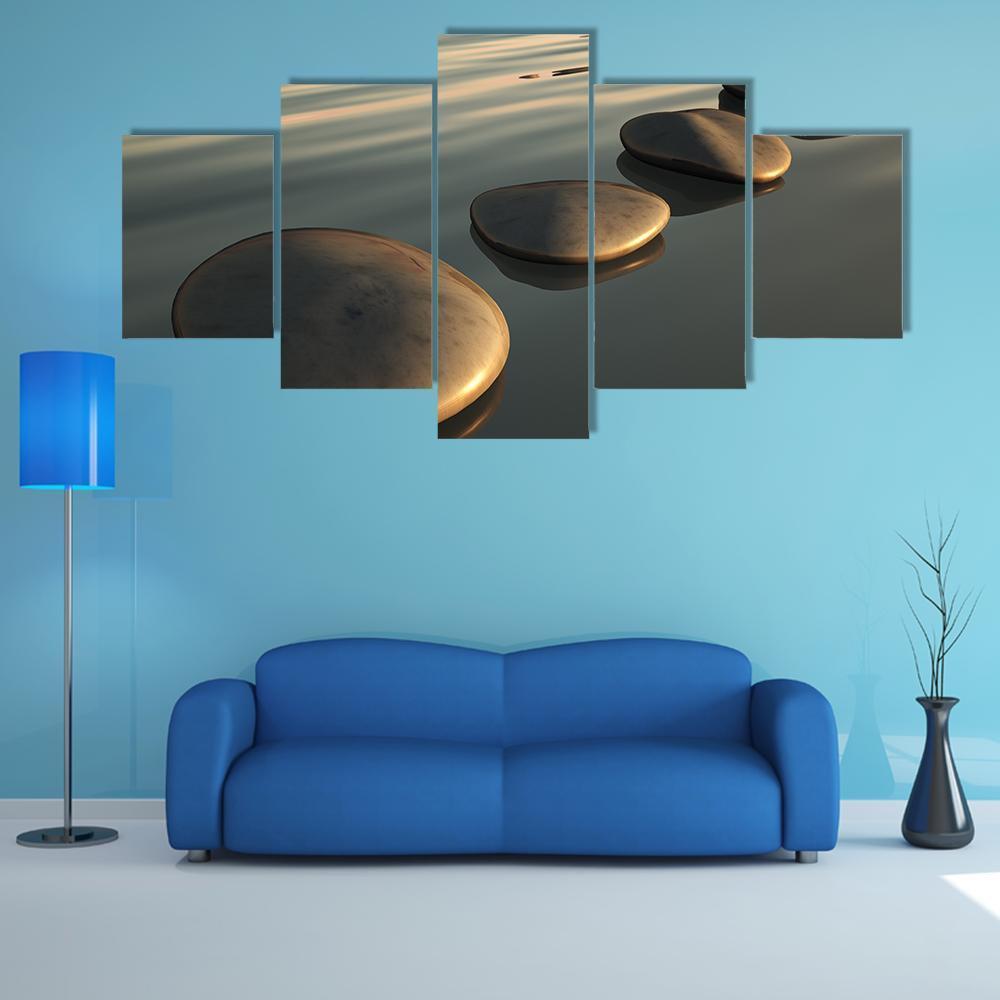Step Stones To The Sunset Canvas Wall Art-5 Star-Gallery Wrap-62" x 32"-Tiaracle