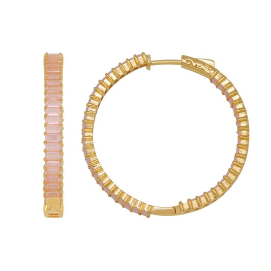 Sterling Silver Tourmaline Hoop Earrings