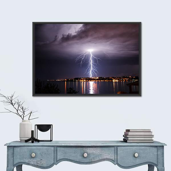 Storm On The Coast Of Adriatic Croatia Canvas Wall Art-1 Piece-Floating Frame-24" x 16"-Tiaracle