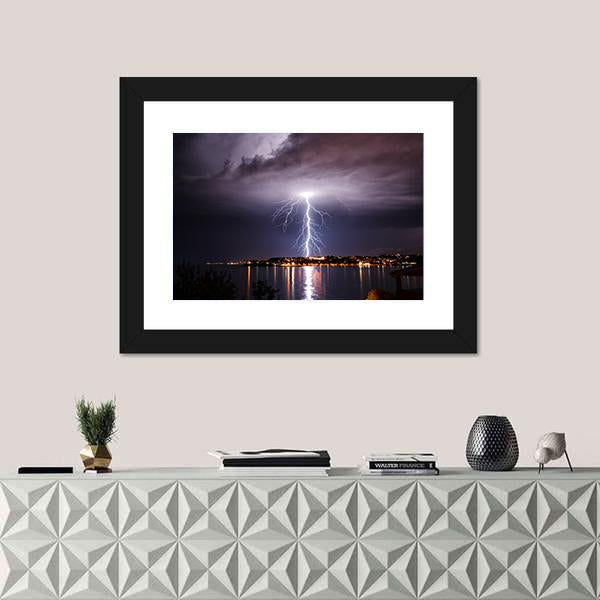 Storm On The Coast Of Adriatic Croatia Canvas Wall Art-1 Piece-Framed Print-20" x 16"-Tiaracle