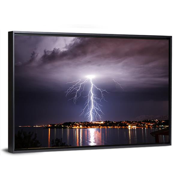 Storm On The Coast Of Adriatic Croatia Canvas Wall Art-3 Horizontal-Gallery Wrap-25" x 16"-Tiaracle