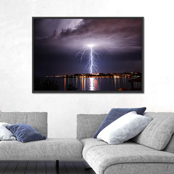 Storm On The Coast Of Adriatic Croatia Canvas Wall Art-3 Horizontal-Gallery Wrap-25" x 16"-Tiaracle