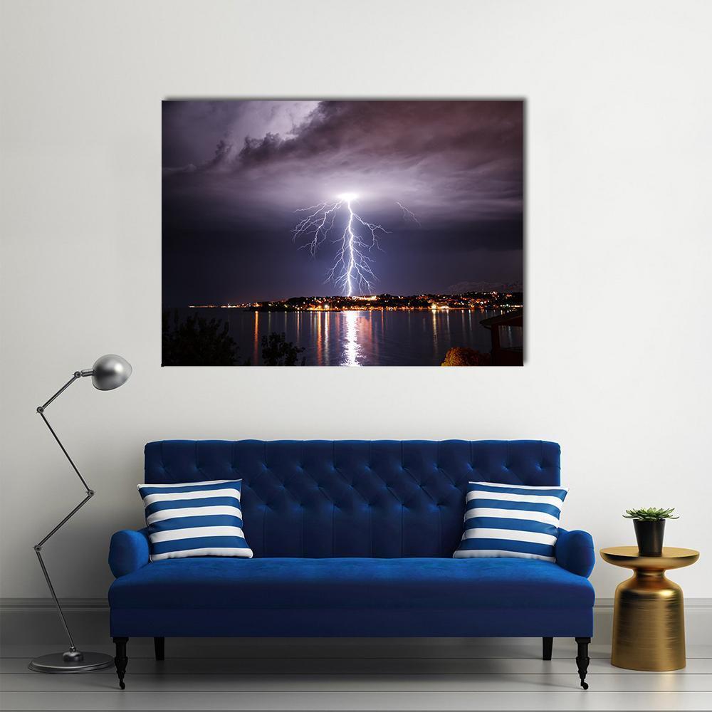 Storm On The Coast Of Adriatic Croatia Canvas Wall Art-1 Piece-Gallery Wrap-48" x 32"-Tiaracle