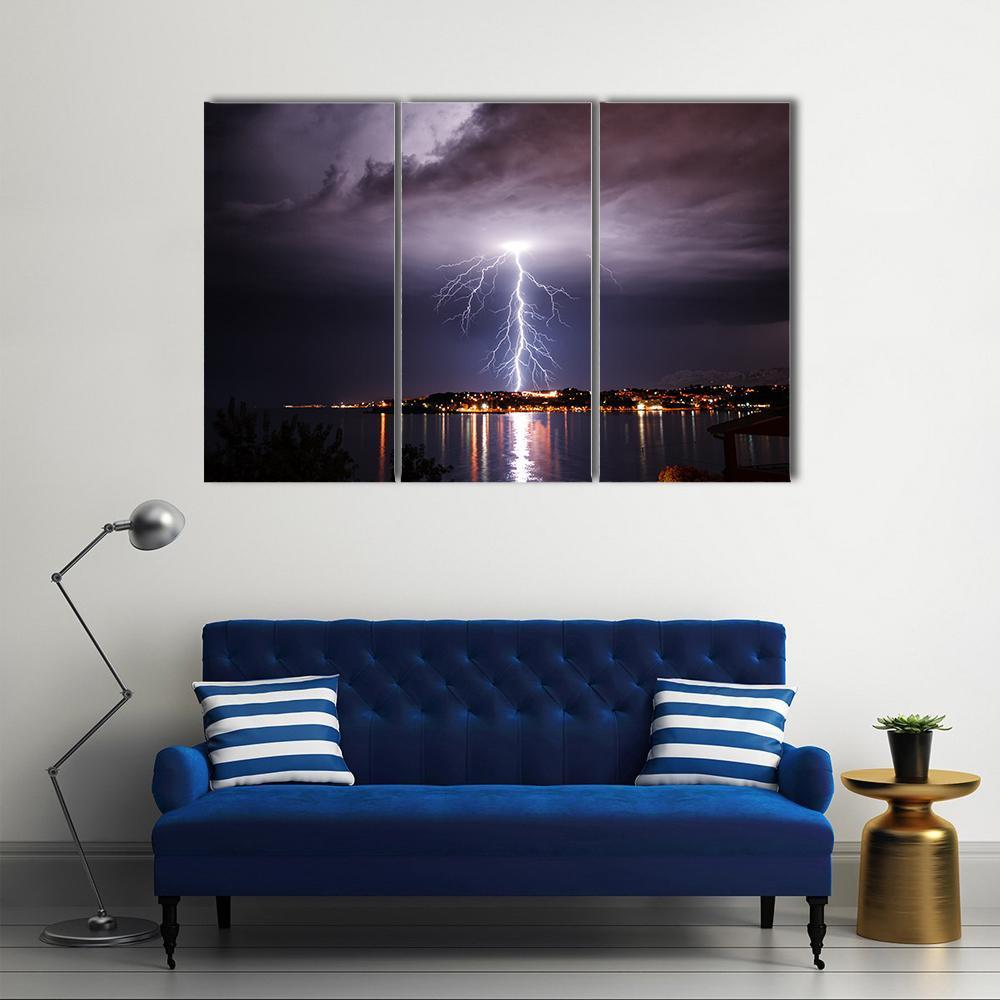 Storm On The Coast Of Adriatic Croatia Canvas Wall Art-3 Horizontal-Gallery Wrap-37" x 24"-Tiaracle