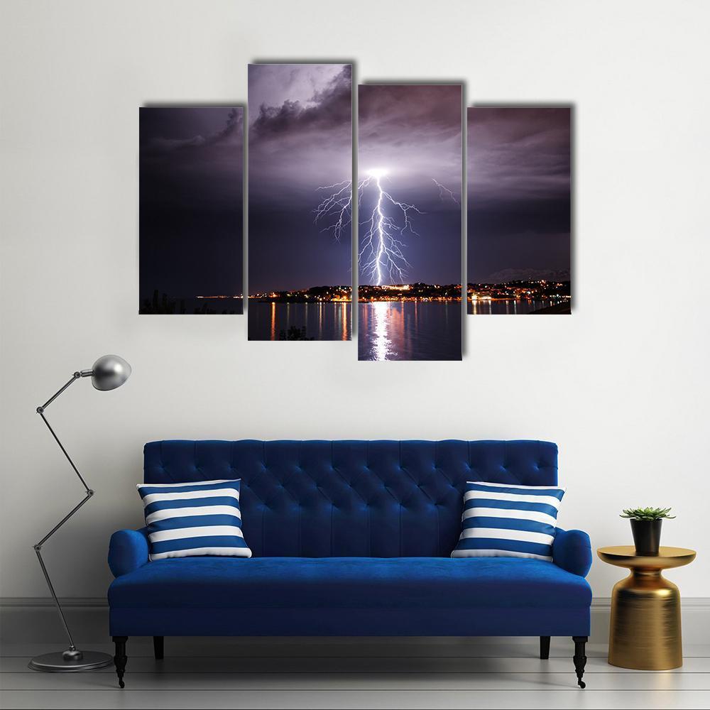 Storm On The Coast Of Adriatic Croatia Canvas Wall Art-4 Pop-Gallery Wrap-50" x 32"-Tiaracle