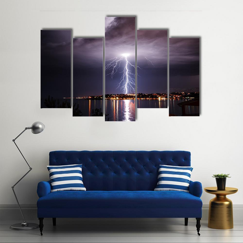 Storm On The Coast Of Adriatic Croatia Canvas Wall Art-5 Pop-Gallery Wrap-47" x 32"-Tiaracle