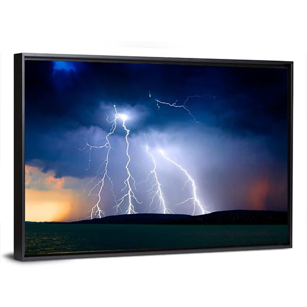 Storm Over The Lake Balaton Canvas Wall Art-3 Horizontal-Gallery Wrap-25" x 16"-Tiaracle