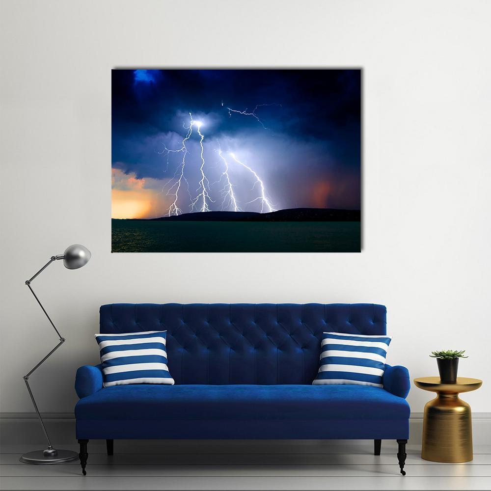 Storm Over The Lake Balaton Canvas Wall Art-1 Piece-Gallery Wrap-48" x 32"-Tiaracle