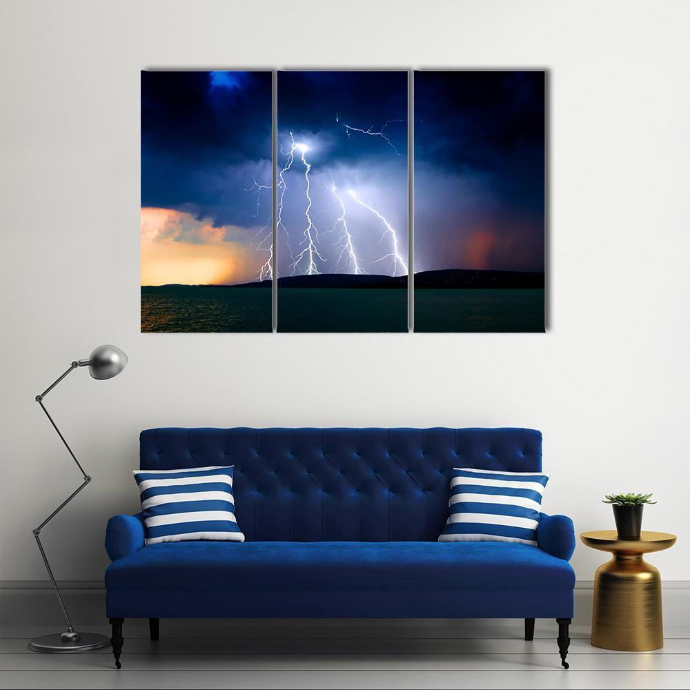 Storm Over The Lake Balaton Canvas Wall Art-3 Horizontal-Gallery Wrap-37" x 24"-Tiaracle