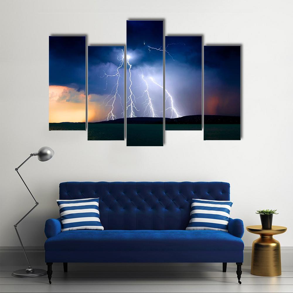 Storm Over The Lake Balaton Canvas Wall Art-5 Pop-Gallery Wrap-47" x 32"-Tiaracle