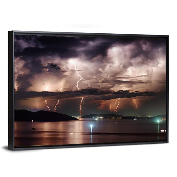 Stormy Sky And Lightning Canvas Wall Art-3 Horizontal-Gallery Wrap-25" x 16"-Tiaracle