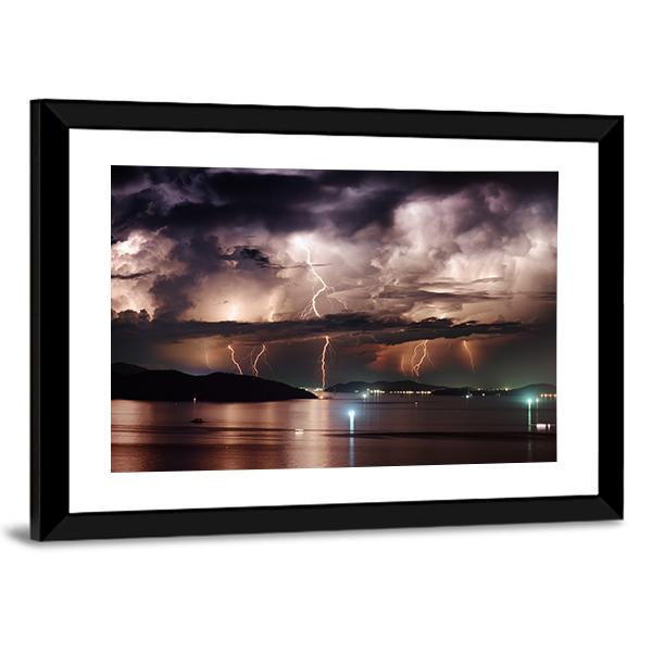 Stormy Sky And Lightning Canvas Wall Art-3 Horizontal-Gallery Wrap-25" x 16"-Tiaracle