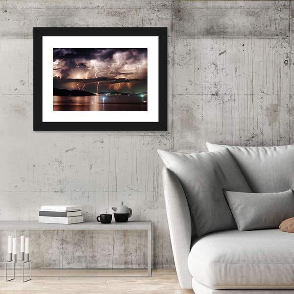 Stormy Sky And Lightning Canvas Wall Art-3 Horizontal-Gallery Wrap-25" x 16"-Tiaracle