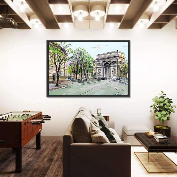 Street In Paris Canvas Wall Art-3 Horizontal-Gallery Wrap-25" x 16"-Tiaracle
