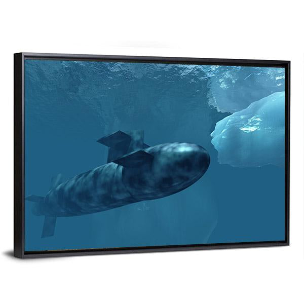 Submarine Beneath Polar Ice Canvas Wall Art-3 Horizontal-Gallery Wrap-25" x 16"-Tiaracle