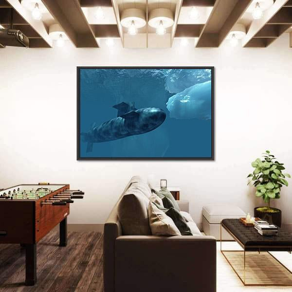 Submarine Beneath Polar Ice Canvas Wall Art-3 Horizontal-Gallery Wrap-25" x 16"-Tiaracle