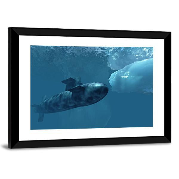 Submarine Beneath Polar Ice Canvas Wall Art-3 Horizontal-Gallery Wrap-25" x 16"-Tiaracle