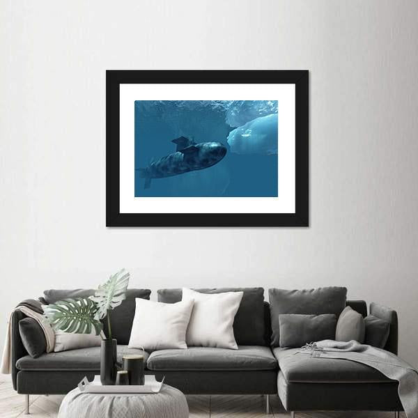 Submarine Beneath Polar Ice Canvas Wall Art-3 Horizontal-Gallery Wrap-25" x 16"-Tiaracle