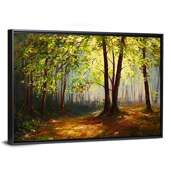 Summer Forest Abstract Canvas Wall Art-3 Horizontal-Gallery Wrap-25" x 16"-Tiaracle