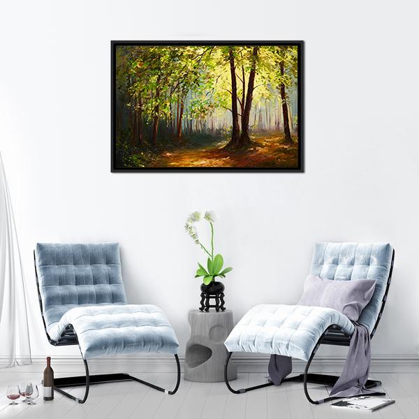 Summer Forest Abstract Canvas Wall Art-1 Piece-Floating Frame-24" x 16"-Tiaracle