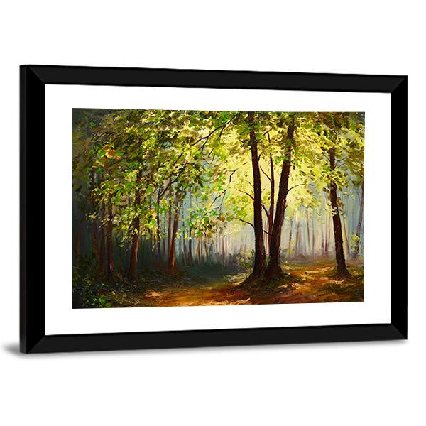 Summer Forest Abstract Canvas Wall Art-3 Horizontal-Gallery Wrap-25" x 16"-Tiaracle