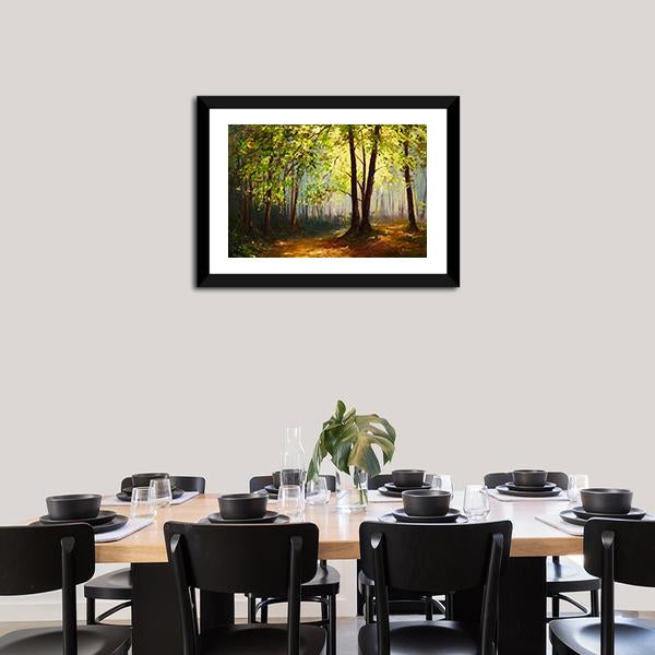 Summer Forest Abstract Canvas Wall Art-1 Piece-Framed Print-20" x 16"-Tiaracle