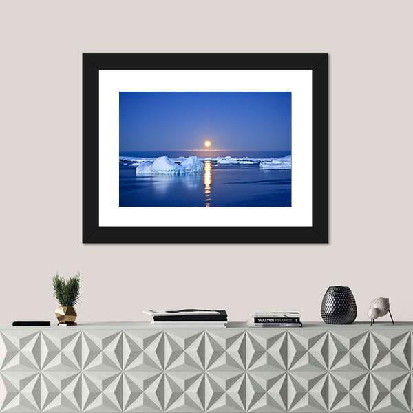 Summer Night In Antarctica Canvas Wall Art-1 Piece-Framed Print-20" x 16"-Tiaracle