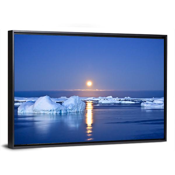 Summer Night In Antarctica Canvas Wall Art-3 Horizontal-Gallery Wrap-25" x 16"-Tiaracle